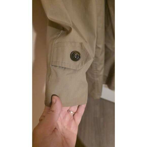 Glen Eagles Trench Coat Tan Collared Buttons Pockets Zip Liner Mens Size 40S Y2K - Picture 3 of 11